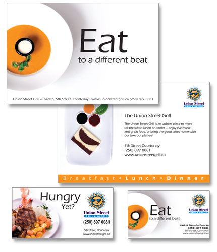 Union Street Grill postcard and business card design image 